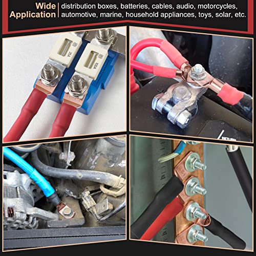 150pcs Battery Cable Ends, Copper Wire Lugs Assortment Kit AWG 2 4 6 8 10 Gauge - 70Pcs Battery Cable Lugs Ring Wire Terminal Connectors and 80Pcs Heat Shrink Tubing Kit for Marine Electrical Supplies