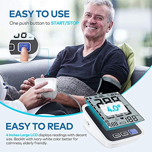 Image of Blood Pressure Machine Upper Arm, 9-17 Inches Cuff Fits from Medium to Large Arms, Accurate Automatic Digital BP Kit Home Use, BP Monitor 2-User Mode, 4 AAA Alkaline Batteries Included