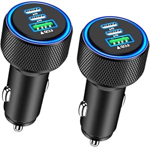 USB C Car Charger, Rombica 2Pack 3-Port 67W Dual PD USB-C&USB-A Car Power Cigarette Lighter USB Charger 3 in 1 PD/QC Type C Fast Car Charge for iPhone 17 17 Pro Max 16 15 14 13 12/Galaxy S25 S24/Pixel