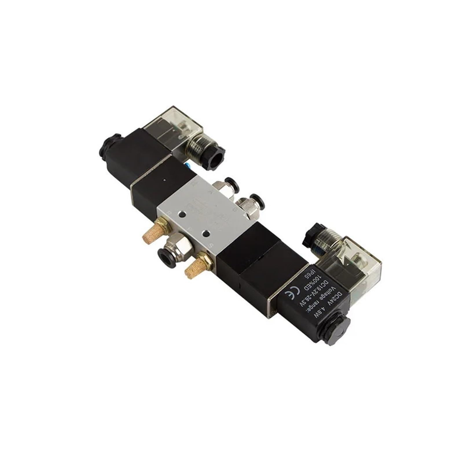 PXQCHAVLN 4V130C-06 4V230E-08 4V330P-10 4V430C-15 Pneumatic 5 Way Center Close Air Block Manifold PlateAC220V DC24V(4v130c-06,12mm)