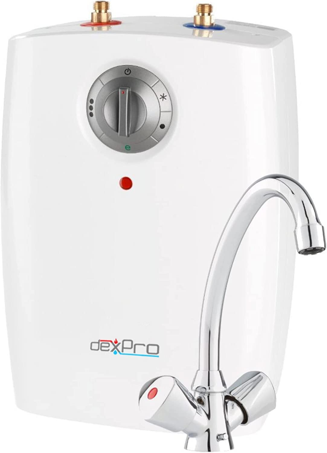 Tew White Dexpro 2Kw Water Heater Undersink Electric 5 Litre Storage Tank For Light Commercial And Domestic Use: With Mixer Tap And Hoses: Temperature Control, Frost Protection, Thermal Cut Out: Energy Rating A