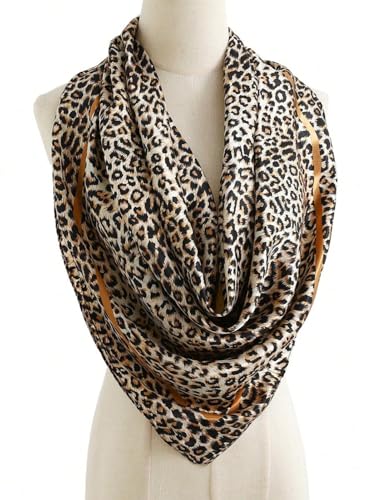 35 Inch Leopard Print Silk Head Scarf for Women Satin Hair Neck Scarf Wrap Large Lightweight Bandana2