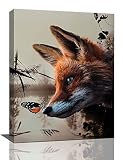 Fox Wall Decor Vintage Fantasy Fox Pictures Wall Art Country Canvas Print Rustic Painting Framed Hom