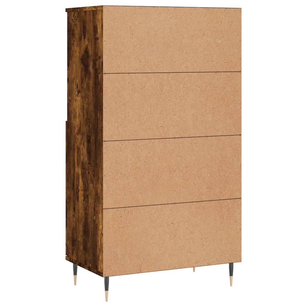 Générique Wysoki bufet wędzony dąb 60 x 36 x 110 cm, przemysłowy mebel z drewna inżynieryjnego z 6 przegródkami do przechowywania, praktycznymi drzwiami i wytrzymałym blatem, metalowe nogi dla