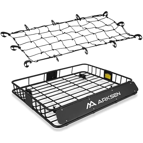 ARKSEN 43" x 50" x 6" Extra Wide Roof Rack Basket with Net