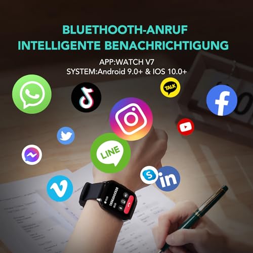 Skg Smartwatch für Herren und Damen mit Fitness Tracker und Telefonfunktion
