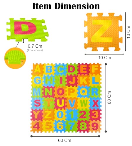 Image of VGRASSP 36 Pieces Alphabet & Number Floor Mats for Kids, Puzzle EVA Foam Mat for Children Above 2 Years