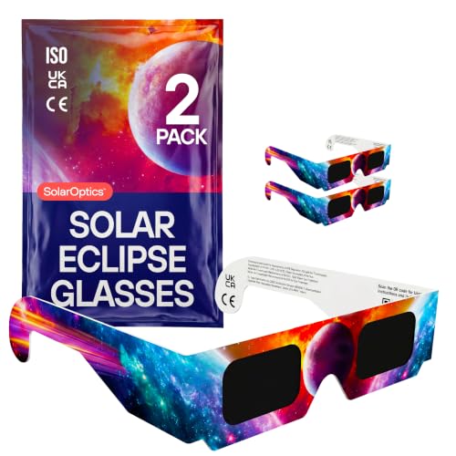 Solar Eclipse Glasses with Phone Filter ISO 12312-2 & CE Certified Sun Viewing Glasses + Smartphone Filter Eclipse 2026 Kit (2 Pack)