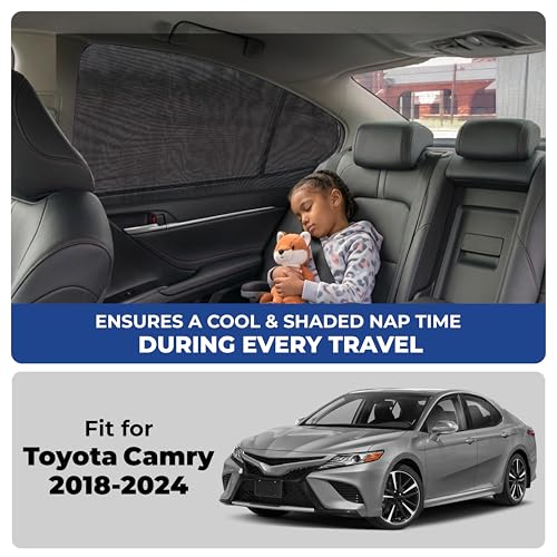 Image of EcoNour Car Window Screen for Toyota Camry (2018-2024) 2 Pack | Breathable Mesh Camping Window Covers | 100% Protection from Bugs, Mosquito & UV | Baby Safe Privacy Blackout Net | Car Accessories