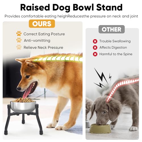 CatAve Elevated Dog Bowls [ 1 Pack ], Adjustable Metal Raised Raised Dog Bowl Stand for Medium & Large Dogs, Adjustable Wide 6.3\"-10.2\",3 Height Adjustment(Bowl Not Included) - Thumbnail 2