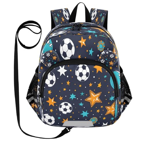 ISAOA Mochila pequeña para niños, mochila de viaje, bolsa de día con bola y estrella para jardín de infantes, primaria, niños y niñas, multicolor, M