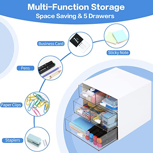 Leture LT-SSH67 Desk Organizer With 5 Drawers, Rectangular Office Stationery Supplies Desktop Drawers thumb #5