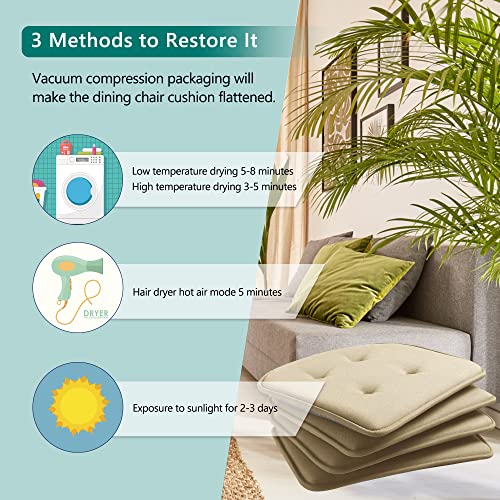 Harborest Chair Cushions For Dining Chairs 4 Pack - Memory Foam Seat Cushions For Kitchen Chairs, U-Shaped Non-Slip Chair Pads For Dining Chairs Set Of 4, 17" X 16" X 1.5", Khaki #TOP4