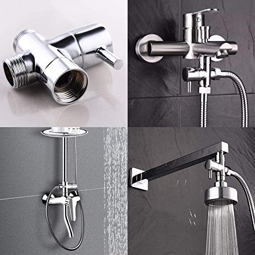 G1/2" Shower Head Diverter Valve, 100% Solid Brass Shower Arm Diverter Valve for Hand Held Showerhead and Fixed Spray Head, G1/2 20mm Diameter 3-Way Bathroom Universal Shower System Replacement Part