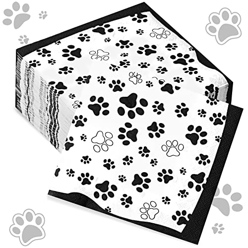 Serviettes mariage thème chiot haut de gamme jetables noir et blanc 100 pièces