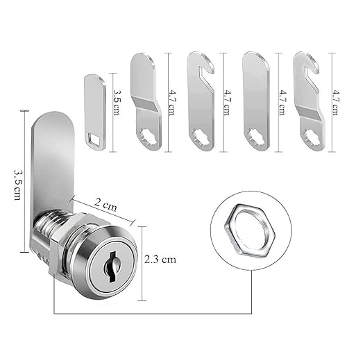 Miniatura 2 de Cerradura Buzon 16 Mm Con 4 Llaves - Incluye 5 Placas De Bloqueo Diferentes, Cerradura De Palanca Para Buzones, Puertas De Armario A