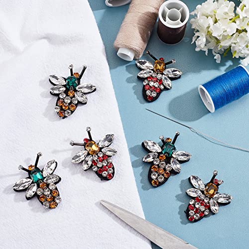 Infunly 6 Pieces Bee Beaded Patches Insect Patches Rhinestone Sew On Embroidered Patches Applique For Jeans, Jackets, Clothing, Scrapbooking Handbag Shoes Diy Decorative Patches #TOP3