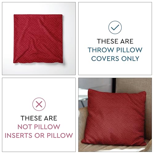 Image of Encasa XO Velvet Cushion Covers, No Inserts, 20 inchx20 inch, Red