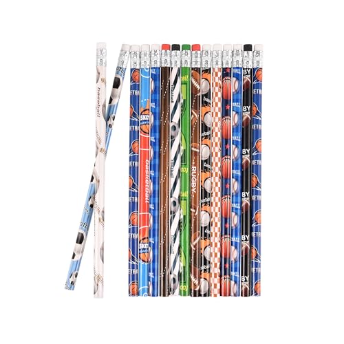 Jsehchya 72PCS Corlorful Wooden Football Pattern Cased Pencils for Kids Bulk with Erasers, Fun Cute for School,Drawing,Gift (pattern, 72)