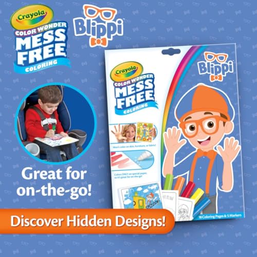 image for Crayola Color Wonder Blippi, Mess Free Coloring, 18 Coloring Pages & 5