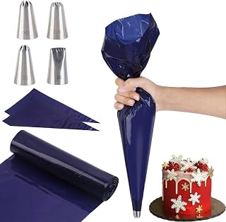 16-inch Large Disposable Piping Bags and Tips Set|50-Pcs Premium Quality Icing Bags with Extra 4 piping tips| Tear-Proof & Easy to Use large Piping Bags for DIY Cake Decoration.