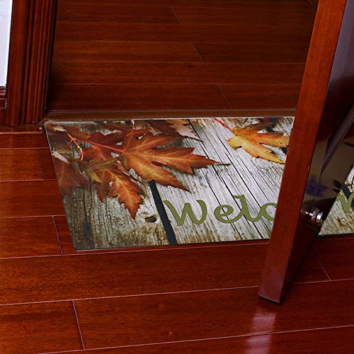 Front Door Mat Indoor Entry Way Doormat For Front Door Patio Non Slip Rubber Entrance Door Mats Fall Thanksgiving Decor (Maple Leaves) #TOP2