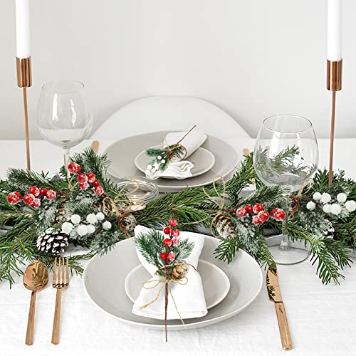 Ruidazon 8 Pcs 9’’ Red Berry Picks Stems Artificial Pine Cones Branches Christmas Floral Picks With Holly Stem For Diy Wreath Making Supplies Garland Crafts Winter Wedding New Year Decorations #TOP2