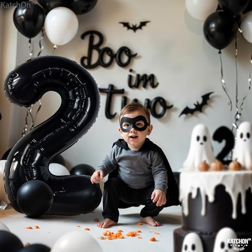Image of KatchOn Black Number 2 Balloon 40 Inch 2nd Birthday Decorations for Boys