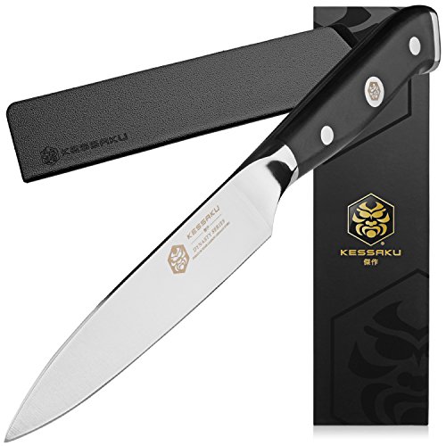 Comparison: Best Rockwell Hardness For Kitchen Knives 11 KESSAKU Utility Knife - 5 inch - Dynasty Series - Razor Sharp Kitchen Knife - Forged ThyssenKrupp German High Carbon Stainless Steel - G10 Garolite Handle with Blade Guard