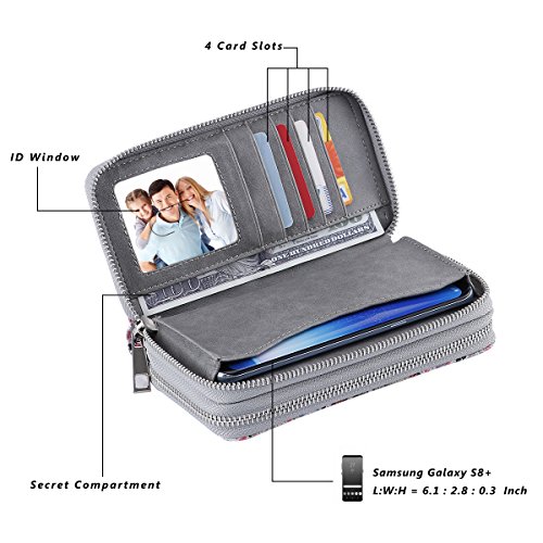 Hawee Double Zipper Wallet For Woman Clutch Purse With Cell Phone Pocket For Smart Phone/Card/Coin/Cash, Fissidens Flower #TOP4