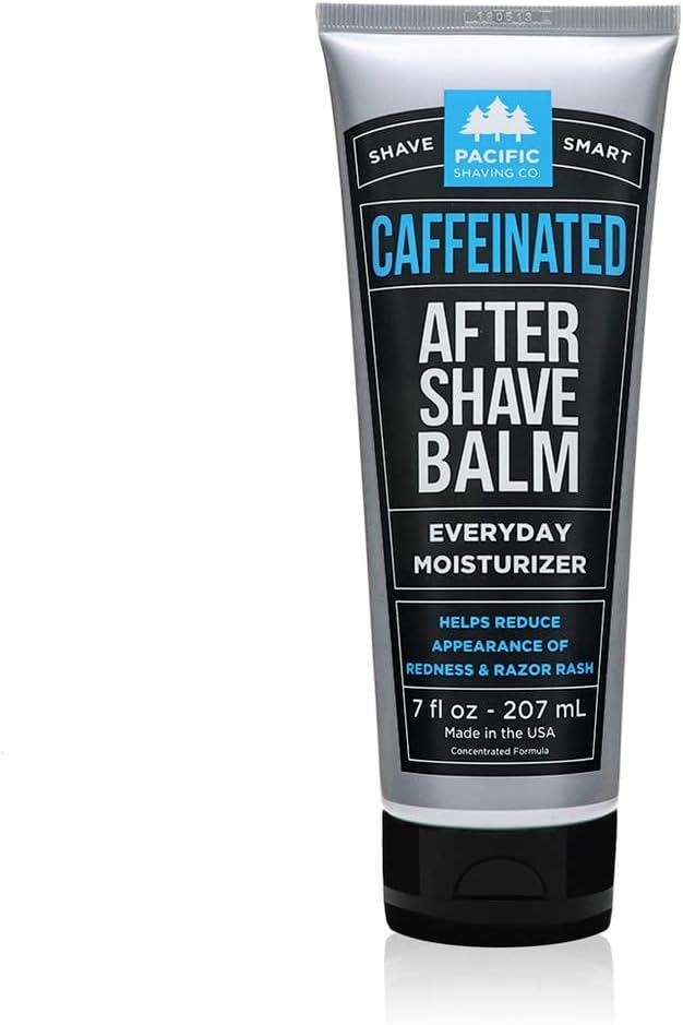 Pacific Shaving Company Caffeinated Aftershave, Men's Grooming Product - Antioxidant Daily Face Lotion + After Shave - Soothing Aloe & Spearmint Post Shave Balm for Sensitive Skin (7 Fl Oz)