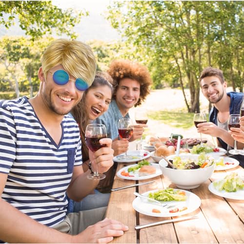 TSHAOUN Männer Blonde Perücke Kurze Herrenperücke Gelockte, Herren Boyband Perücke Kostüm Pony Natürliche Kurze Perücken mit Sonnenbrille, 70er 80er Disco Täglich Halloween Karneval Perücke (Blonde)