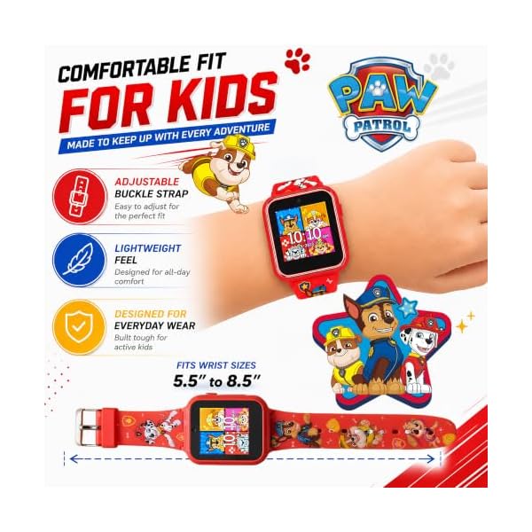 Accutime Paw Patrol Smart Watch with Camera for Kids and Toddlers - Interactive Smartwatch for Boys & Girls Featuring Games, Voice Recorder, Calculator, Pedometer, Alarm, Stopwatch, with USB Cable - Image 5