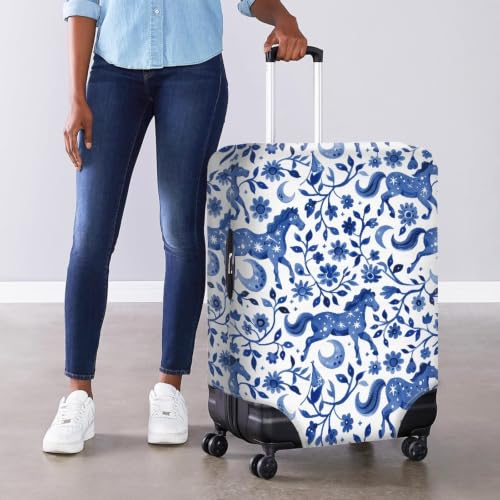 Housse de valise cheval bleu elastique pour protéger vos bagages en avion