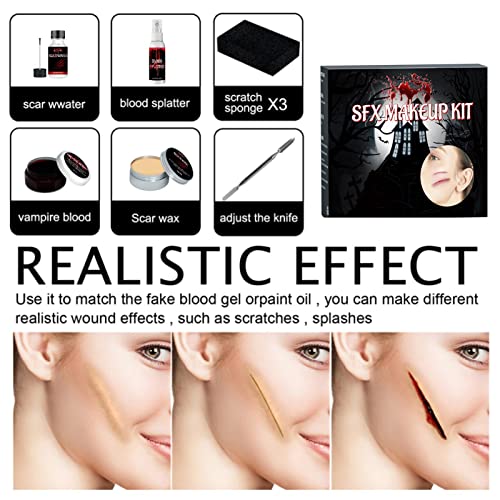 2 Pcs Kit de maquiagem de Halloween SFX, Acessórios de Halloween SFX incluem cera de cicatriz de res