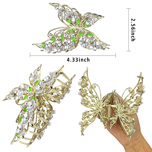 Butterfly Hair Clip Flower Claw Clip Metal Hair Claw Clips For Women Girls Flower With Pearl Exquisite Hair Accessories Strong Hold Hair Jaw Clips For Hair… #TOP1