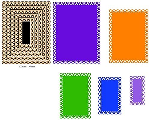 Diy Scrapbooking Artist AMZ-061 5 Pcs/Set Nested Stitched Scallop Rectangle Frame Cutting Dies,Diy Artist Metal Cutting Dies Stencils Metal Cutting Dies Scrapbooking Crafting Paper Card Make Emboss Stencil Templat 10.7X13.10 Cm thumb #3