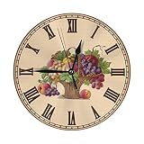 WGNNVOT Vintage Fruit Basket Kitchen 10 Inch Design Round Classic Wall Clock Battery Operated for Ho