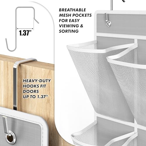 Simple Houseware 24 Pockets - 2PK 12 Large Pockets Over Door Hanging Shoe Organizer, Grey by Simple Houseware - Image 4