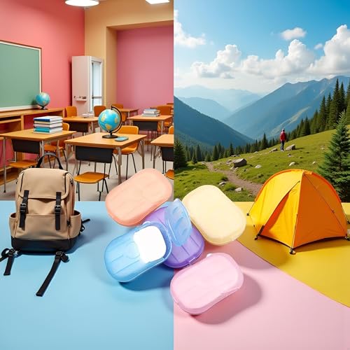 aoukoslt 5 Boxes Colorful Disposable Soap Paper Hand Cleaner Fragrance Soap Paper for school Indoor, Outdoor, Travel, Camping Hiking, Travel, Foot Hand Care, Personal Care
