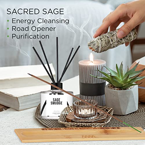 Pure Sage Smudge Incense Sticks With Wood Holder, Ash Catcher Burner For Energy Cleansing, Incenses Alternative To White Sage And Palo Santo Stick Smoke — Incense & Incense Holders (Sage Smudge) #TOP3