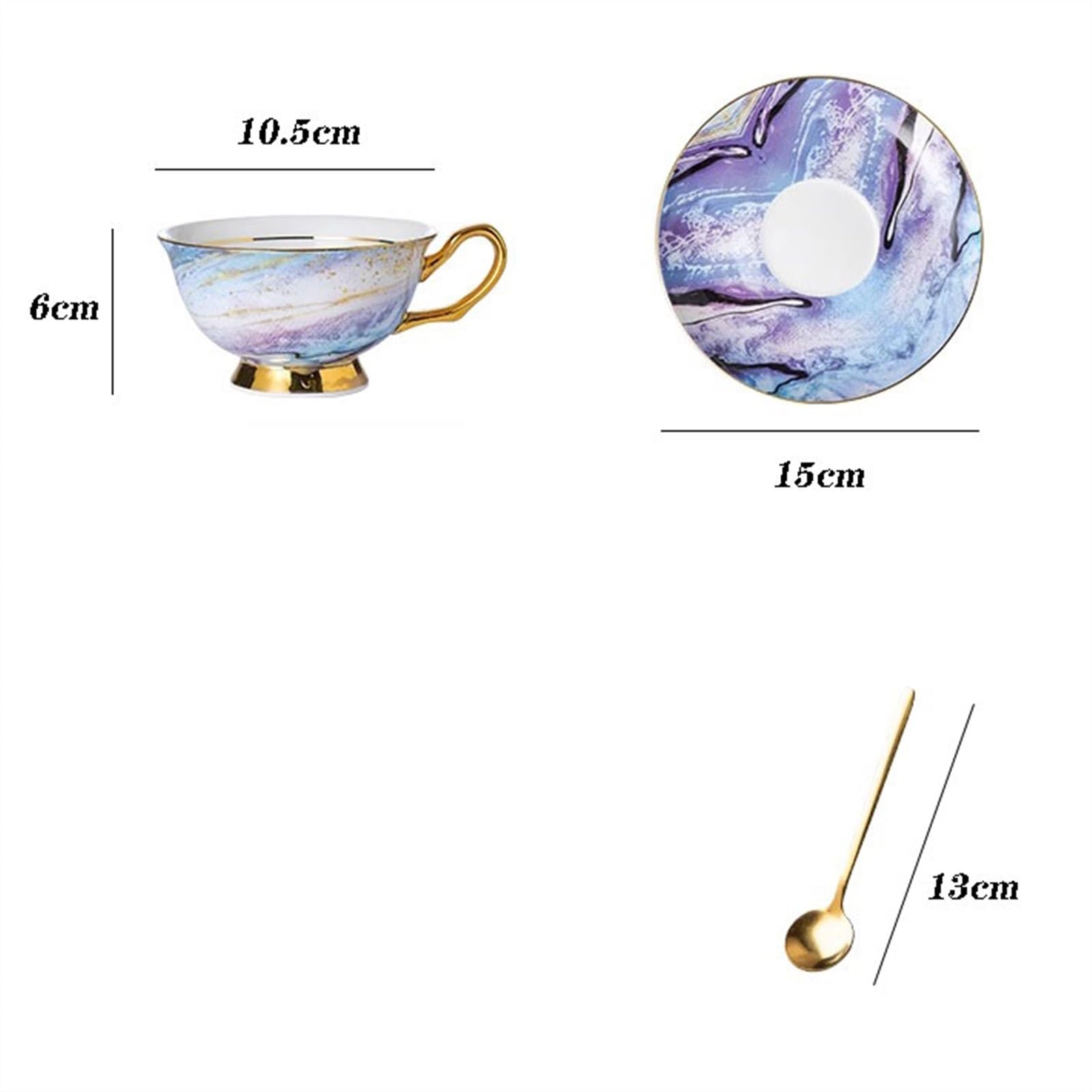 Tasse Tasses Tasses à thé européennes de l'après-midi, ensemble tasses café for la maison, noir en porcelaine chinoise 220ml