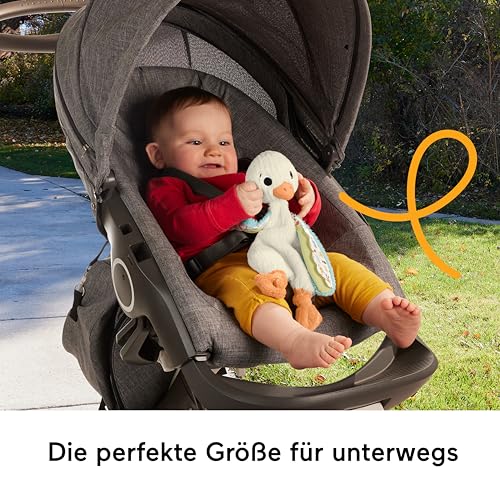 Fisher-Price Schmusegans - Weiche Plüschgans zum Kuscheln und ideal für Unterwegs, waschbar, fördert Tast- und Hörsinn, Feinmotorik und sensorische Fähigkeiten, für Neugeborene, HRB16