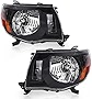 POEMSEA 2005-2011 TACOMA Headlight Assembly Replacement Headlights for TACOMA 05-11 Driver and Passenger Sides - Chrome Housing Black Lens