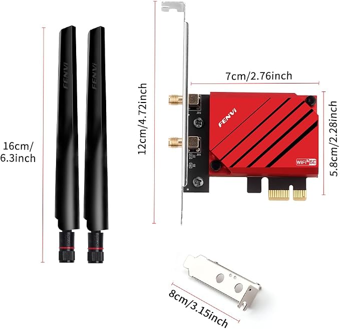 Tarjeta de Red WiFi 6E FENVi AXE5400 PCIe | Tri-Banda 2.4/5/6 GHz, Velocidad Total de 5400 Mbps, para Gaming sin Lag | Bluetooth 5.3, Antena Desmontable, WPA3 | PC de Escritorio, Realidad Virtual y Transmisión 8K | Windows 10/11 miniatura 8