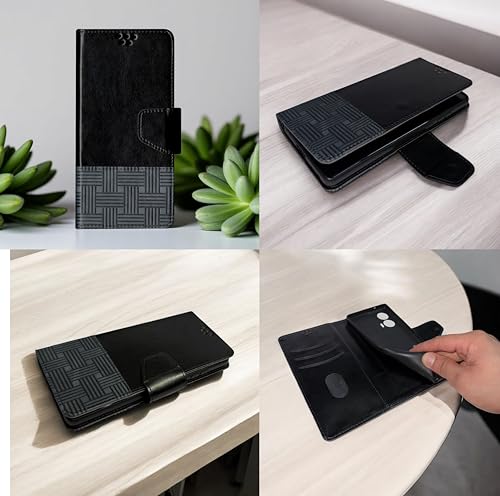 Image of Flip Cover for Redmi 11 Prime 4G Back Cover Case with Magnatic Closure | Inbuilt Stand | Card & Money Pocket (Dual Black)