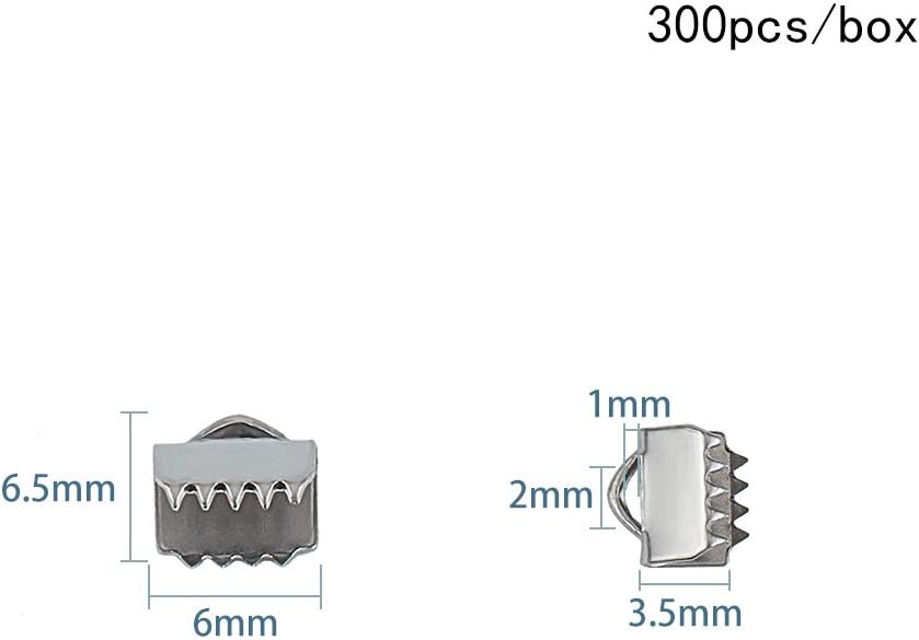 UNICRAFTALE 300pcs 6mm Rectangle Ribbon Ends, Stainless Steel, Silver, Modern, Polished, Jewelry Finding, Ribbon End