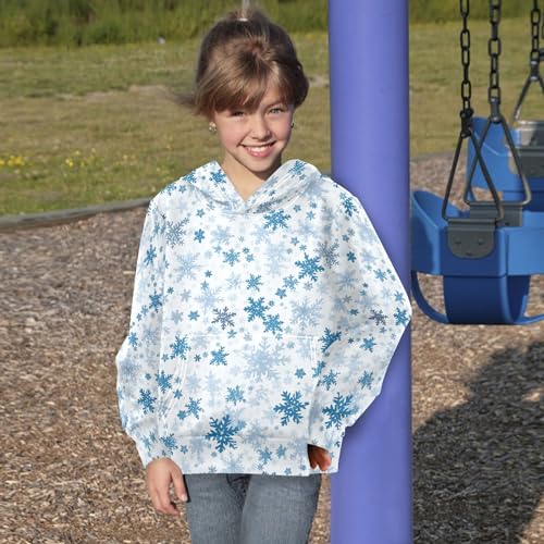 Kids Hoodies Sweaters Christmas Xmas Snowflake Hooded Sweatshirts with Big Pockets for Boys Girls B04003944