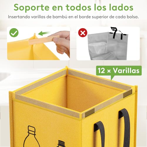 Miniatura 3 de Lifewit Juego De 3 Cubo De Basura Reciclaje 45l, Bolsas Reciclaje Basura Colores Para Papel, Cartón, Plástico, Vidrio Y Botellas, Recycling Bin Para Cocina Y Exterior