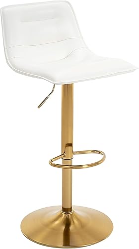 Miniatura 10 de Brage Living Taburete de bar ajustable, moderno taburete giratorio de piel sintética con respaldo, silla de bar curva sin brazos para cocina,